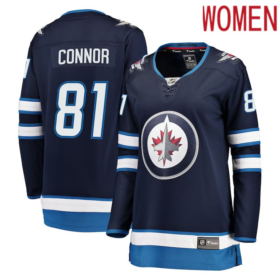 Women Winnipeg Jets 81 Kyle Connor Fanatics Branded Navy Breakaway NHL Jersey